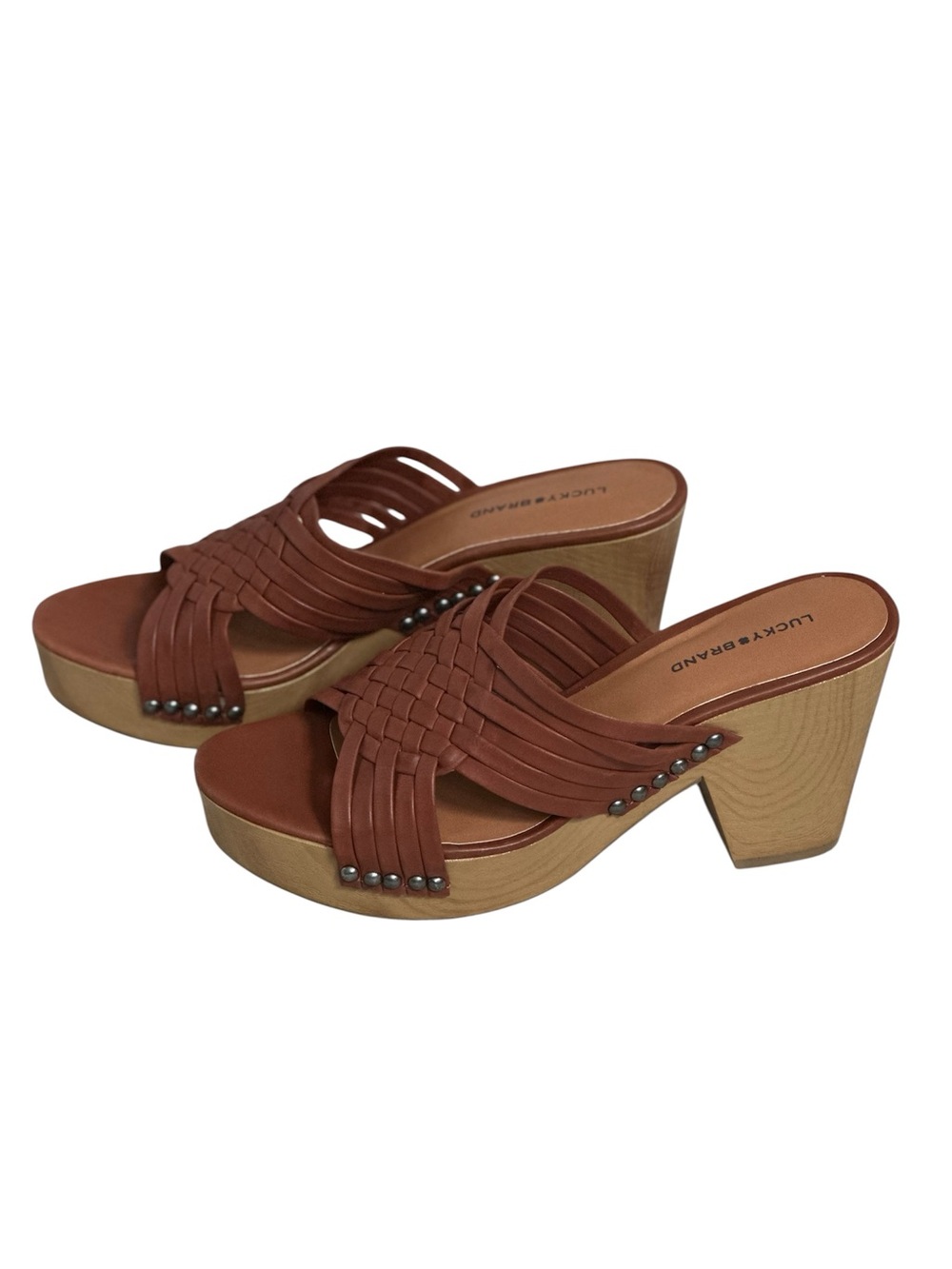 Lucky Brand Women's Brown Woven Platform Sandals Tellimi
